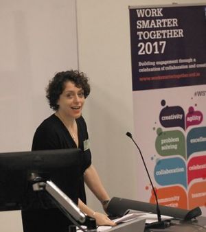 Prof Sarah Prescott introducing David Whyte